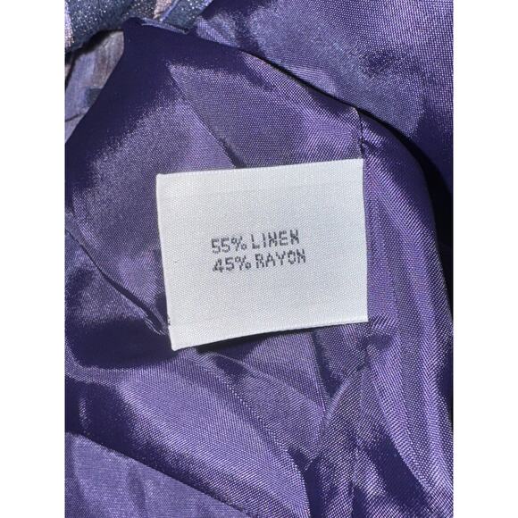 Vintage Y2K 90s Linen Jacket Womens Small All Over Print Purple Fairy Rave Disco - Picture 8 of 11